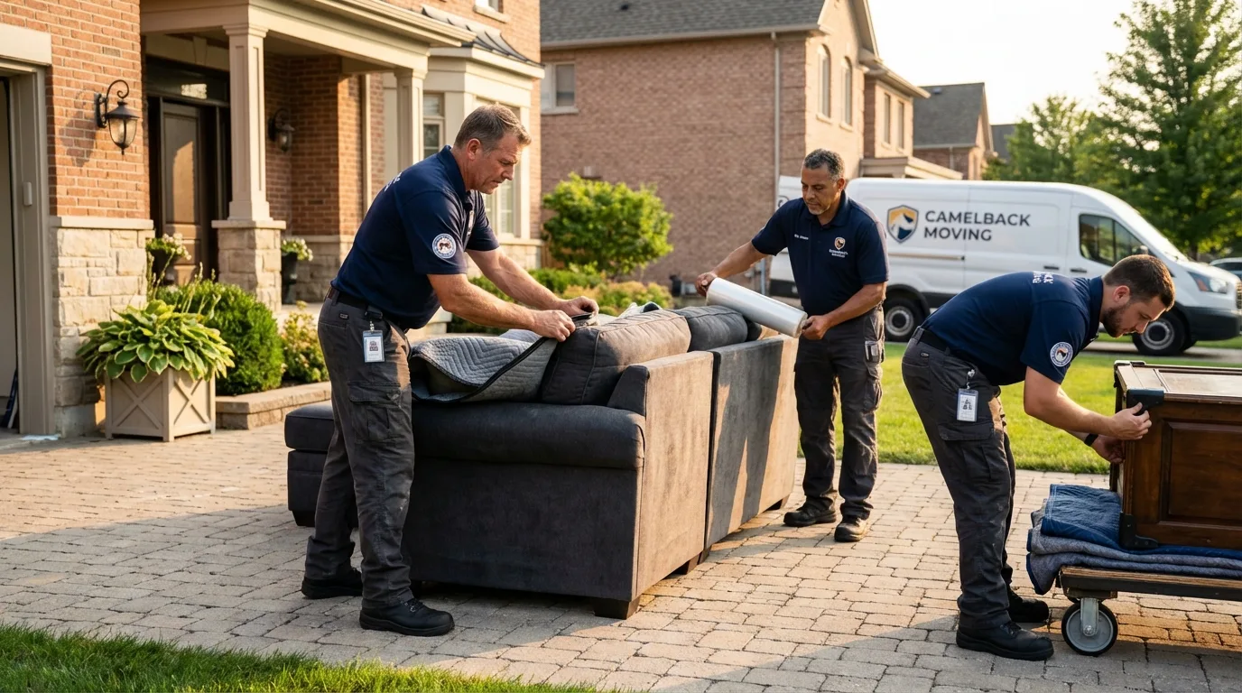 Large estate moving crew wrapping furniture in Minneapolis, MN